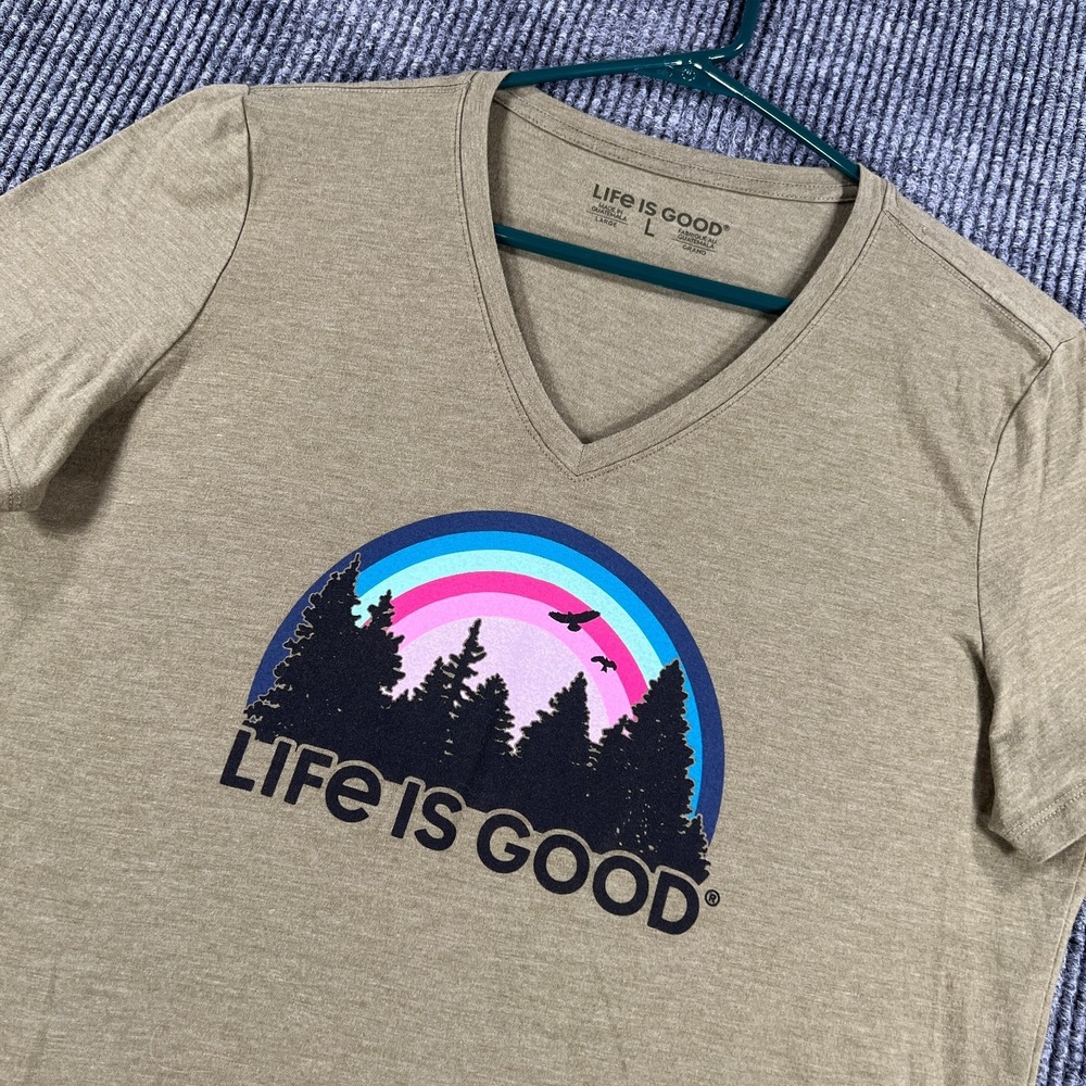 Life Is Good‎ Crusher Tee Shirt Womens Large Green Graphic Short Sleeve Casual